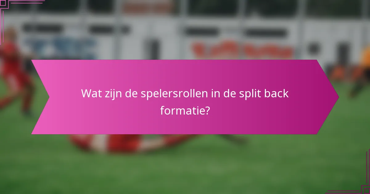 Wat zijn de spelersrollen in de split back formatie?